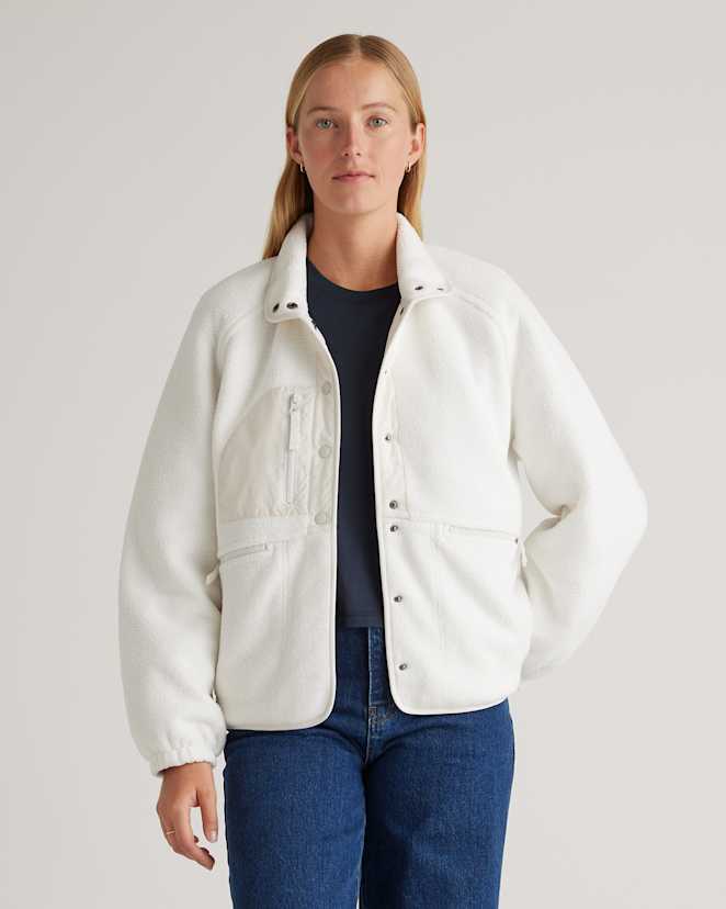 Ivory Sherpa Snap Front Jacket