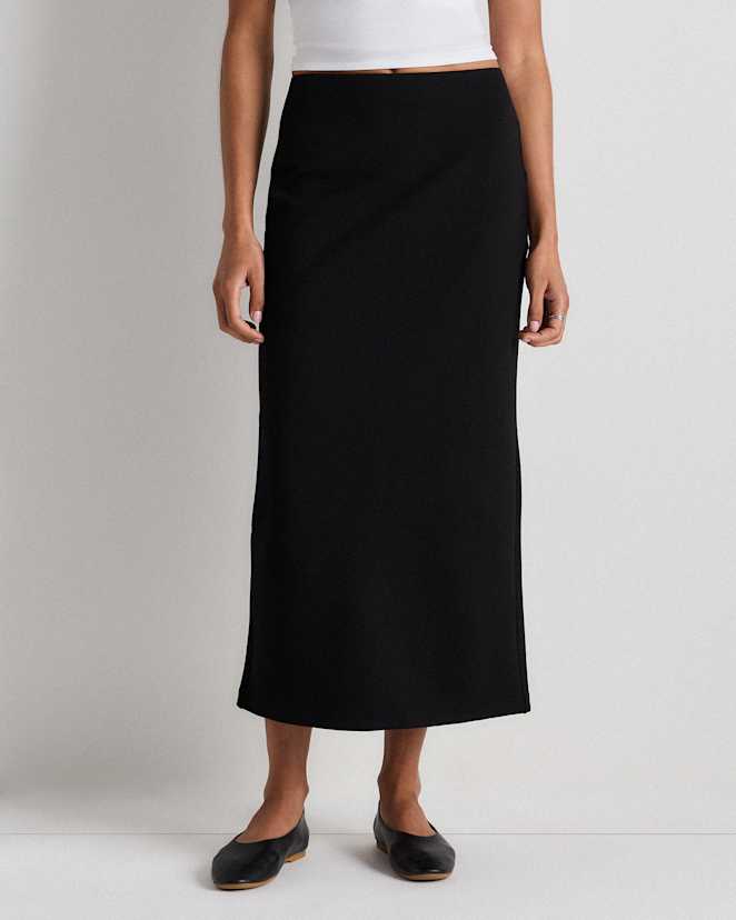 Black Ultra-Stretch Ponte Maxi Pencil Skirt