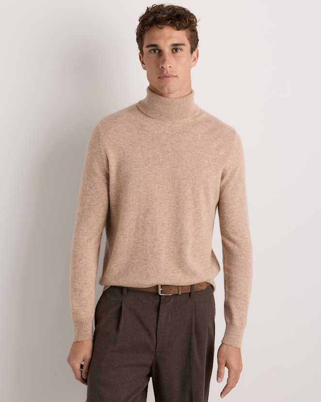 Oatmeal Mongolian Cashmere Turtleneck Sweater