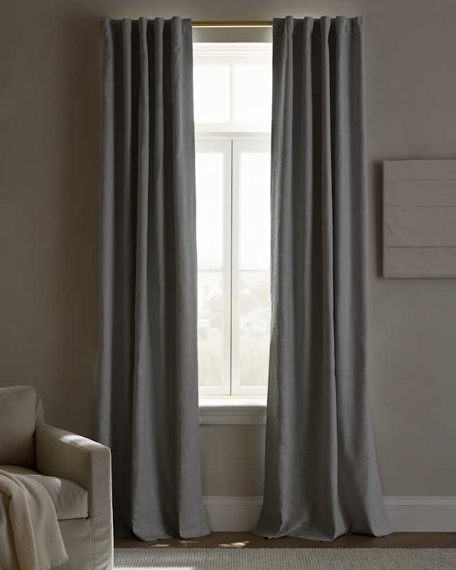 Light Grey Textured Cotton True Blackout Curtain