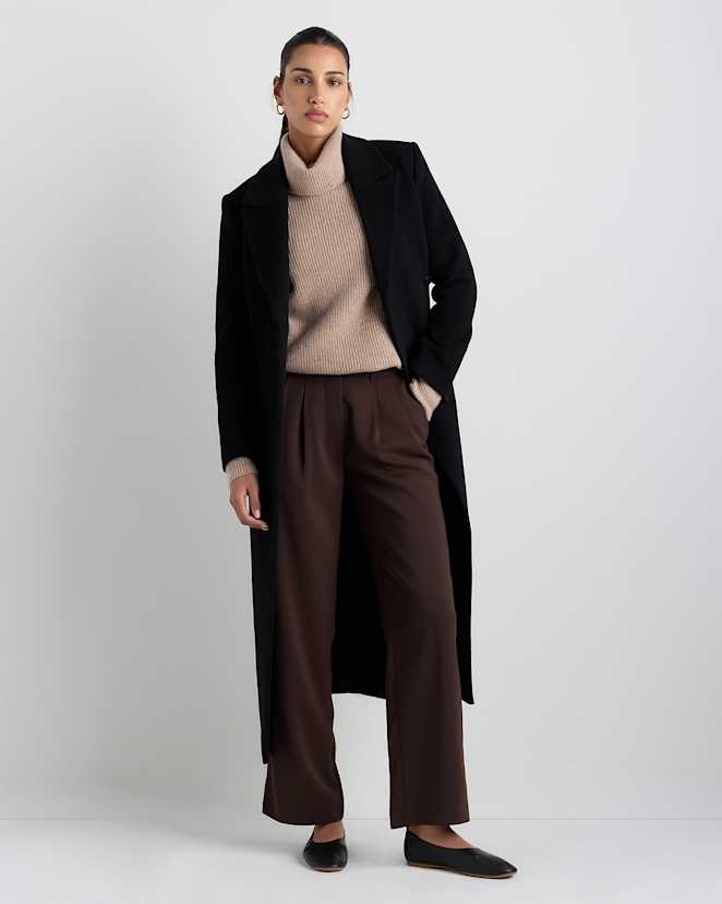 Black Wool Cashmere Tailored Coat