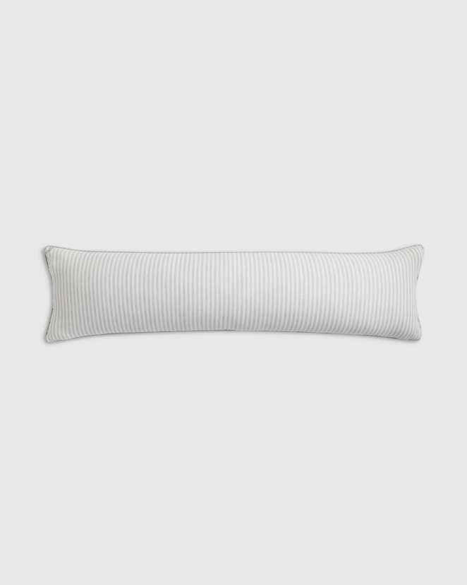 Mist/White Stripe Piped Linen Stripe Oversized Lumbar Pillow Cover