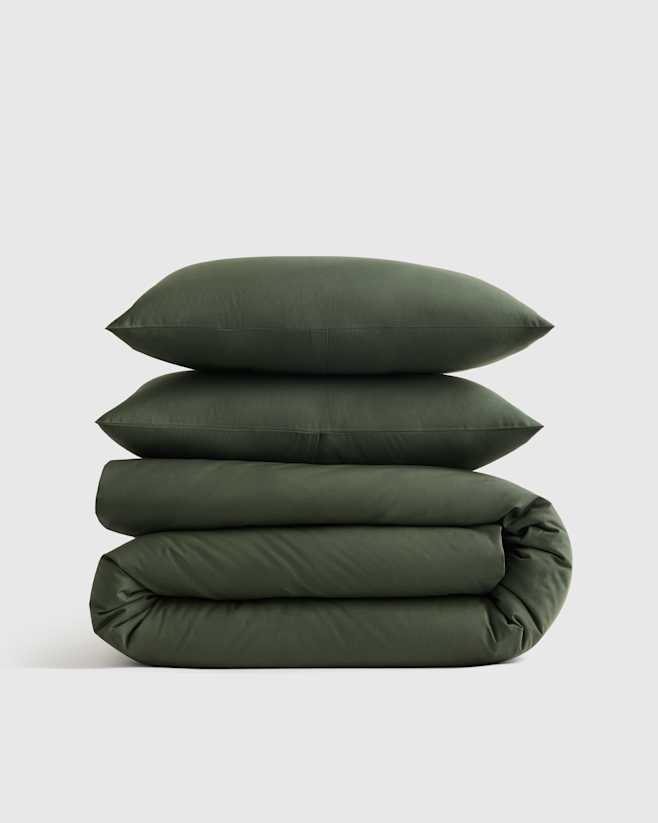 Pine Organic Crisp Percale Duvet Cover Set