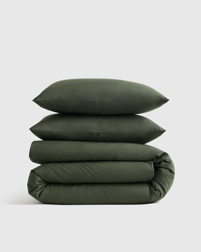 Pine Organic Crisp Percale Duvet Cover Set