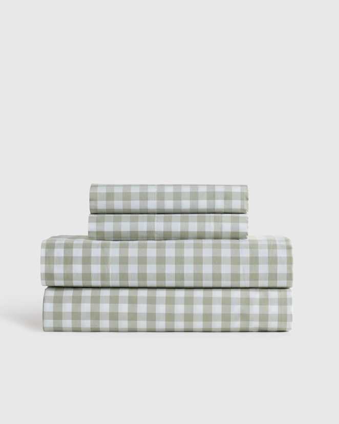 Willowleaf Organic Crisp Percale Gingham Sheet Set