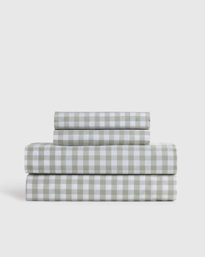 Willowleaf Ensemble de draps en percale biologique à motif vichy