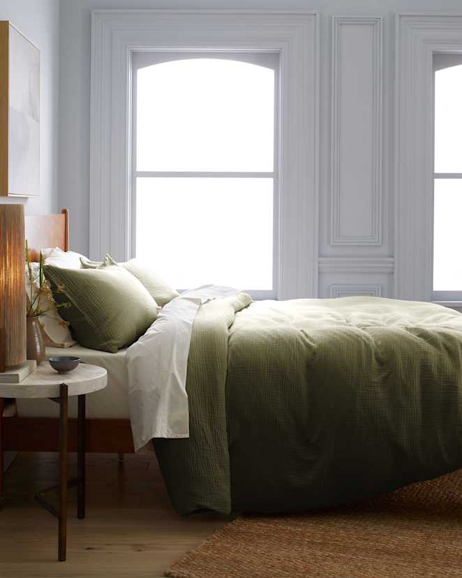Olive Organic Airy Gauze Duvet Cover
