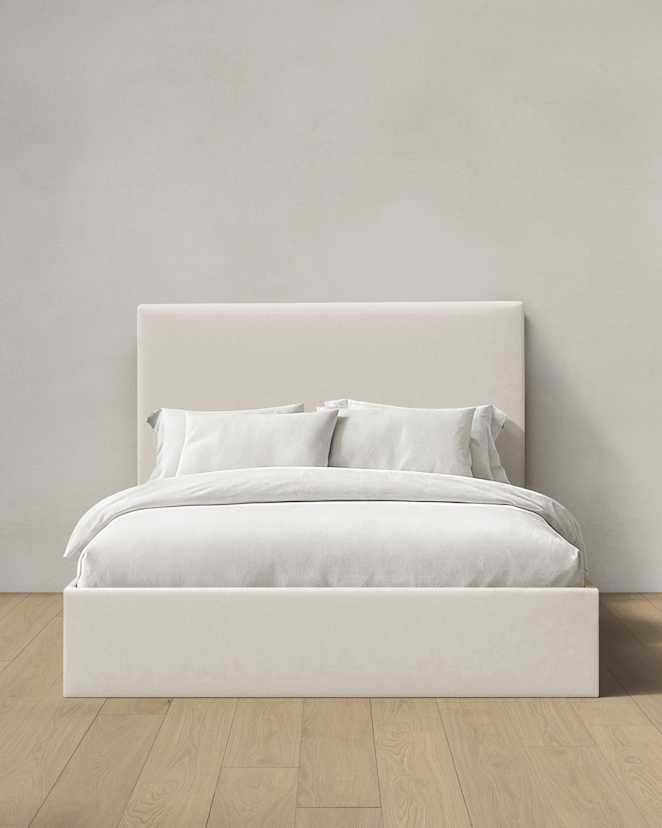 Ivory Square Bed in Performance Linen