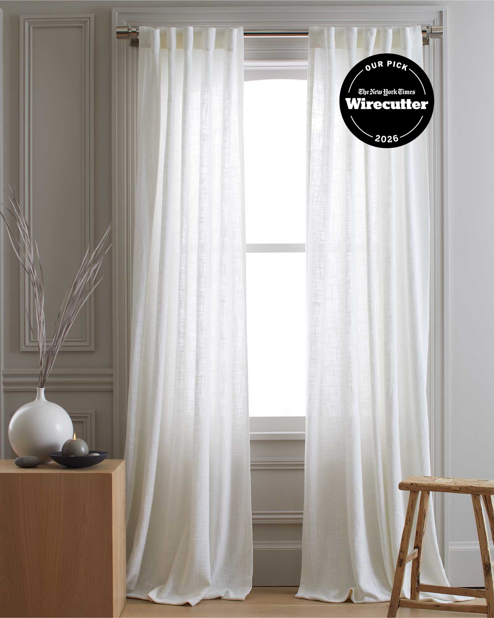 White Cotton Sheer Curtain Set (Set of 2)