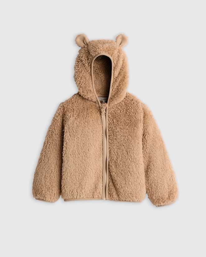 Teddy Brown Blouson en molleton sherpa recyclé à capuche à oreilles