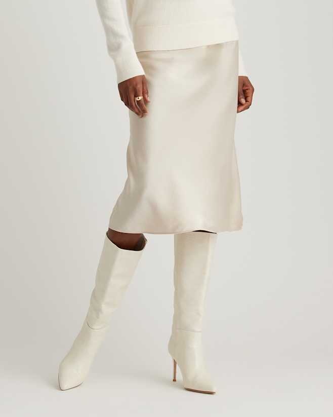 Champagne 100% Washable Silk Skirt