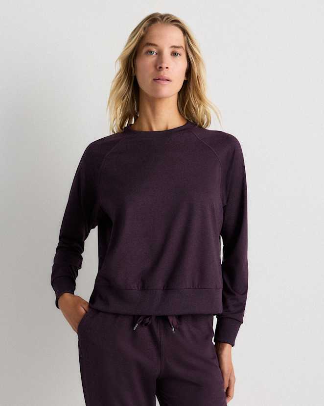 Heather Deep Orchid Purple Flowknit Pullover Crew
