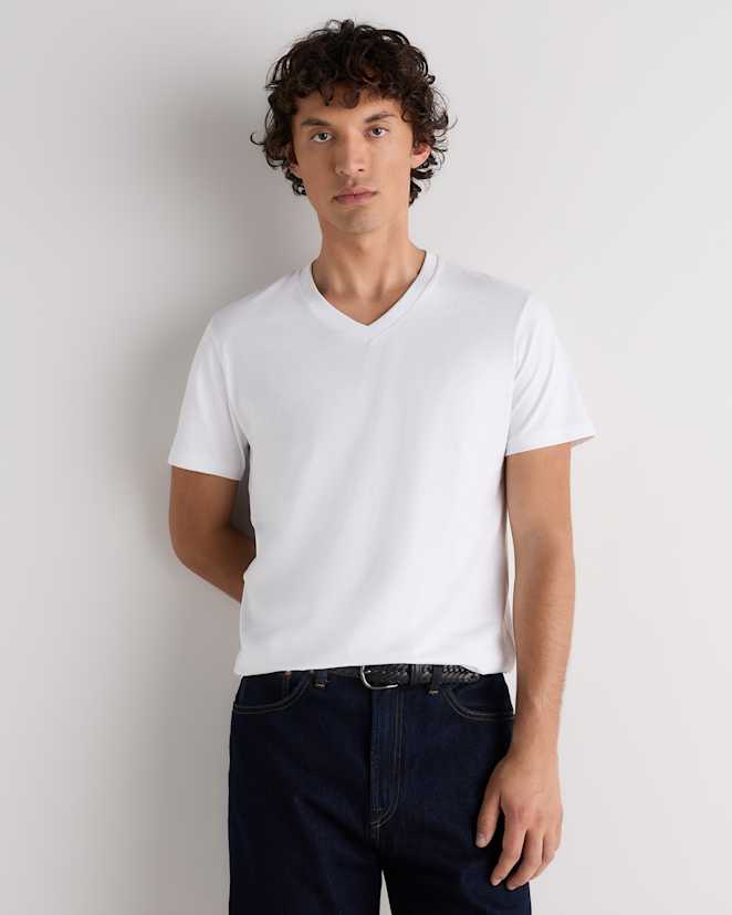 White 100% Pima Cotton Luxe Touch V-Neck Tee