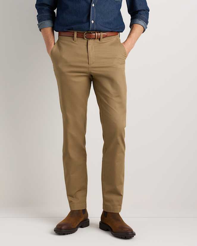 Light Brown Organic Cotton Stretch Chino Pants - Straight