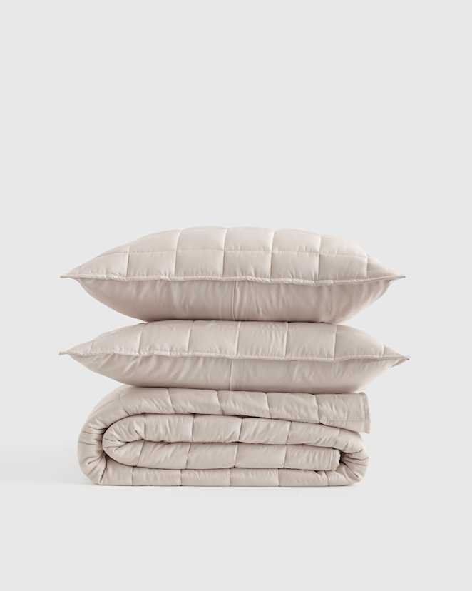 Sand Bamboo Box Quilt Set