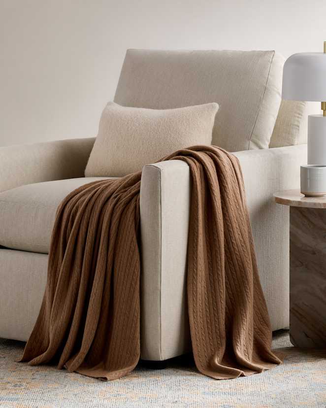 Teak Jeté en tricot torsadé de cachemire