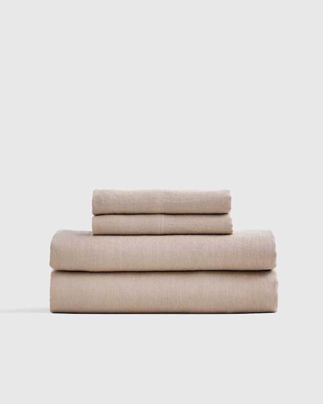 Toffee European Linen Sheet Set