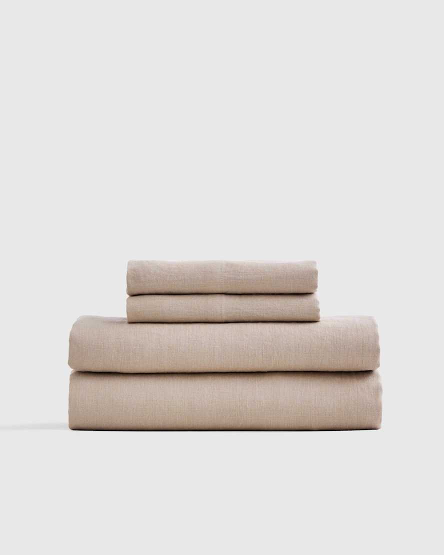 Toffee European Linen Sheet Set