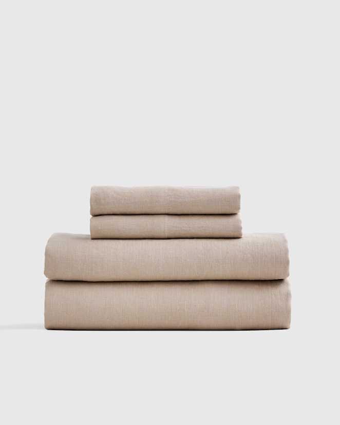 Toffee European Linen Sheet Set