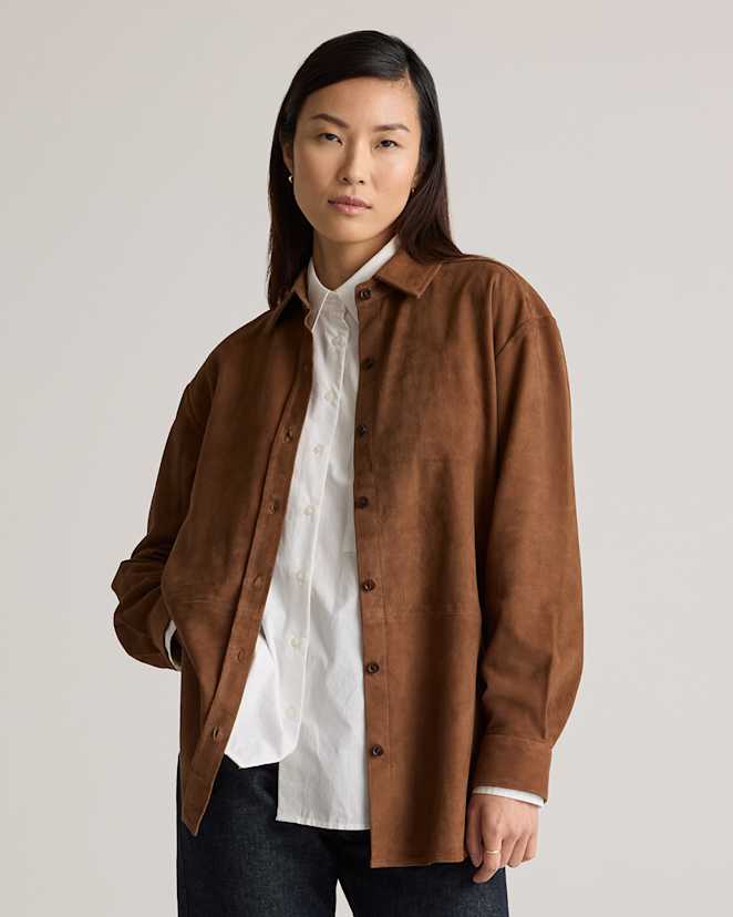 Dark Chestnut 100% Suede Overshirt
