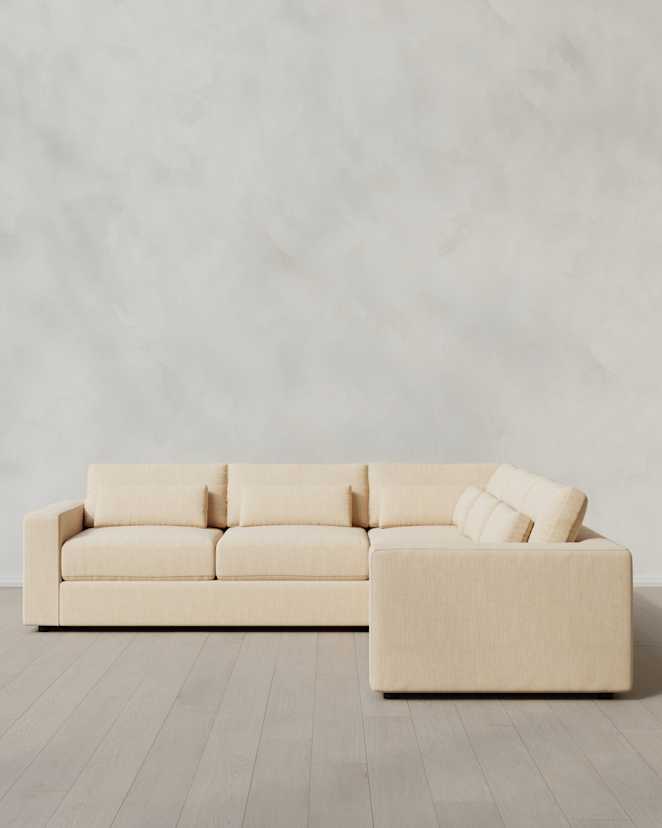 Eggshell Ashford Deep Seat L Sectional in Performance Chenille Linen Blend