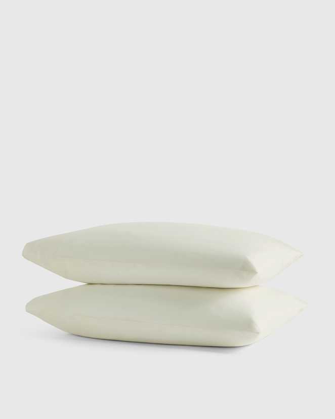 Ivory Ensemble de taies d'oreiller en percale biologique