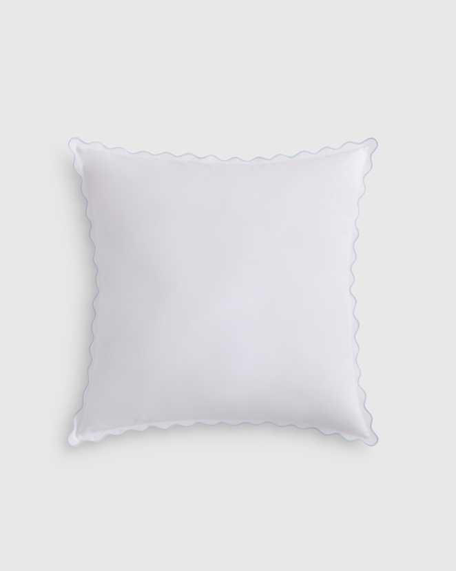 White/Mist Organic Crisp Percale Scallop Euro Sham