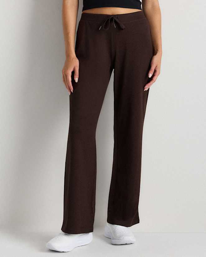 Heather Coffee Bean Brown Flowknit Wide Leg Pants