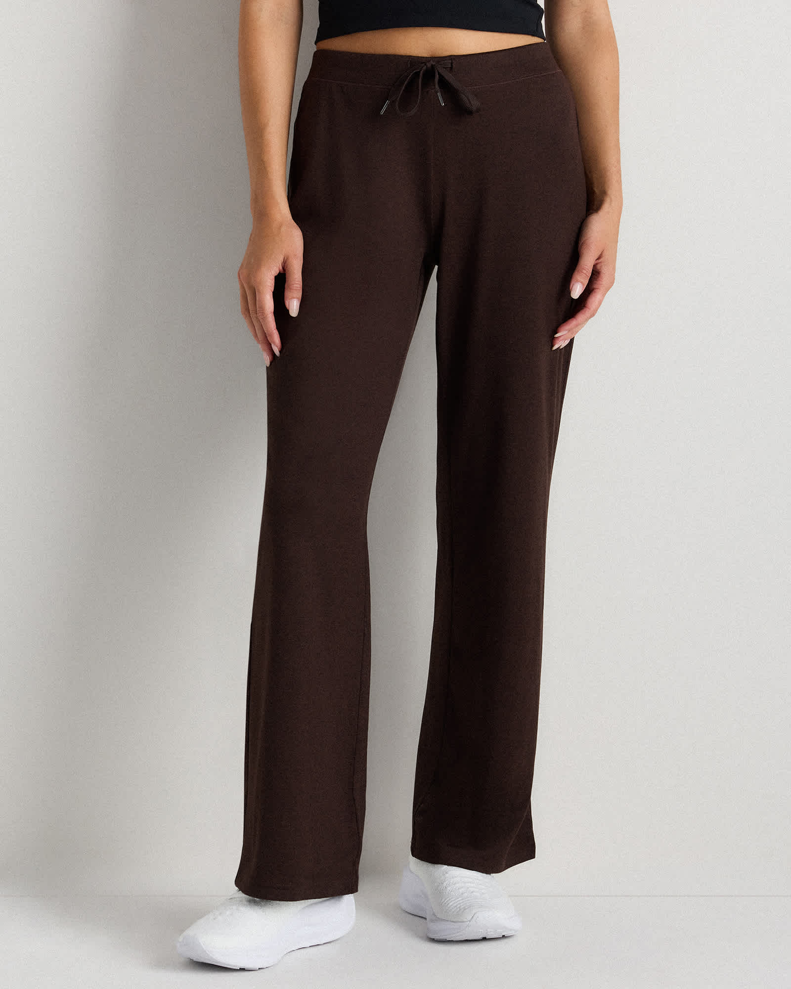 Heather Coffee Bean Brown Pantalon à jambes larges en Flowknit