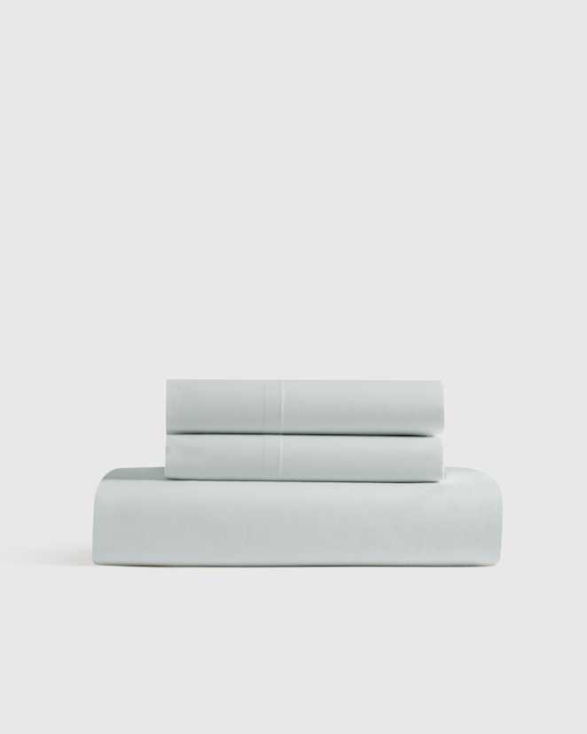 Mist Organic Crisp Percale Fitted Sheet Set