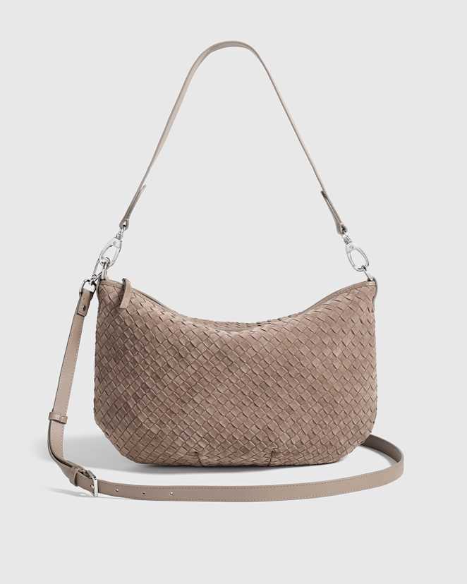 Pebble Sloane Suede Handwoven Shoulder Bag