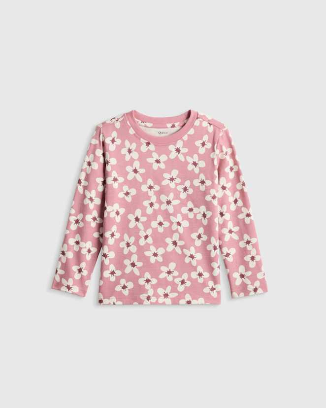Mauve Daisies 100% Organic Cotton Jersey Long Sleeve Tee