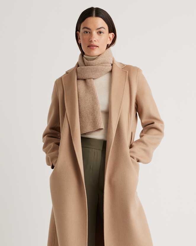 Oatmeal Mongolian Cashmere Ribbed Scarf