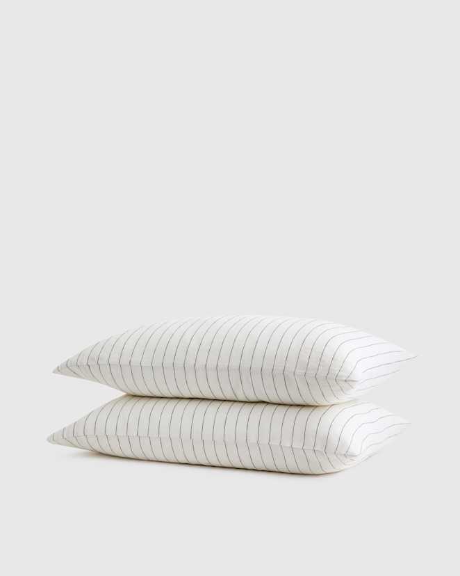 Pencil Stripe European Linen Stripe Pillowcases Set