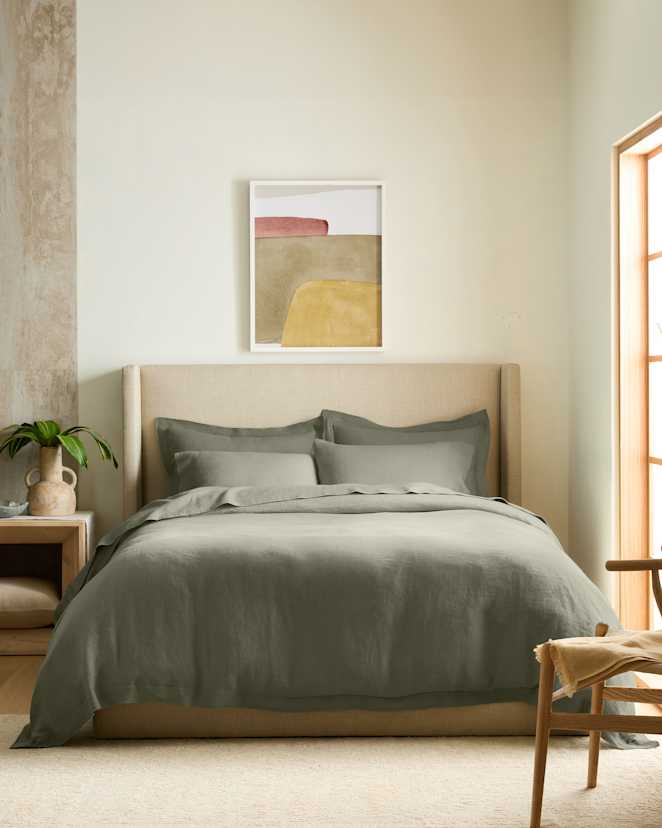 Willowleaf European Linen Double Flange Duvet Cover Set