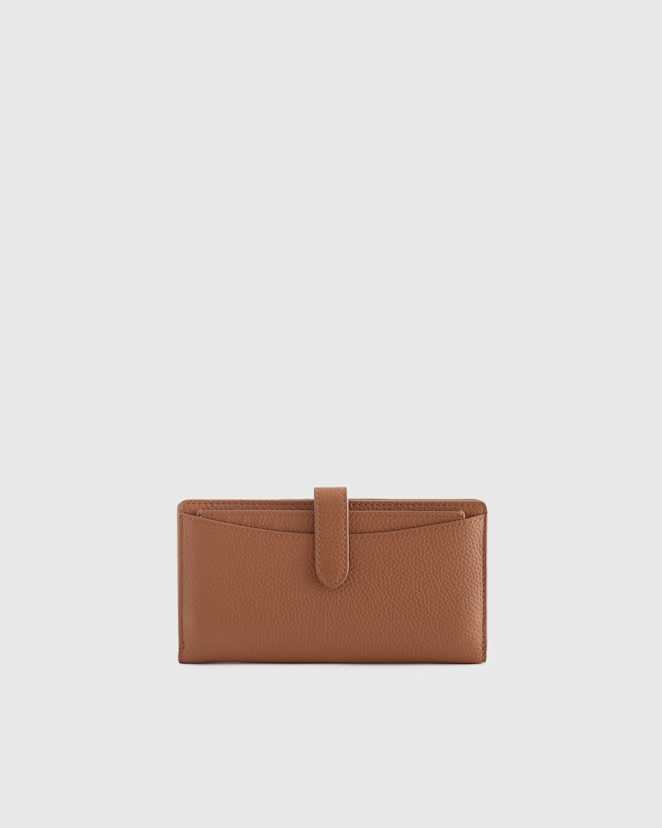 Cognac Italian Pebbled Leather Bifold 2-in-1 Wallet