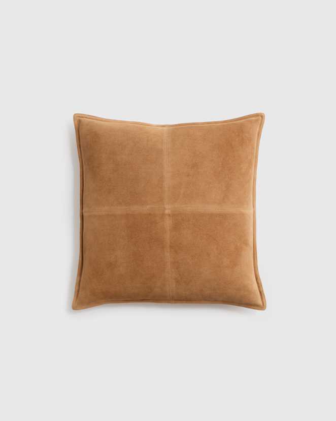 Camel Pieced Suede Pillow Cover