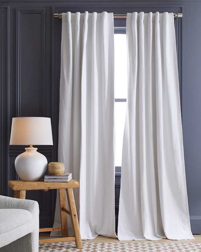 White Cotton Slub Room Darkening Curtain