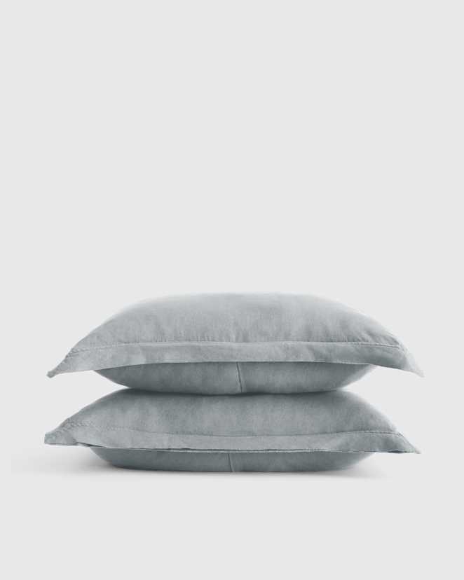 Mist European Linen Double Flange Sham Set