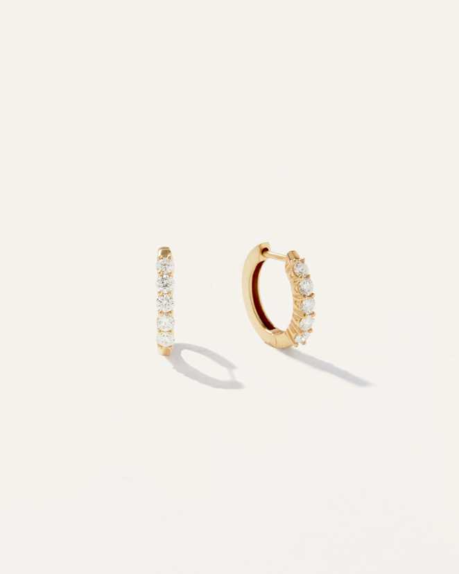 Yellow Gold 14K Gold Diamond Classic Huggie Hoops