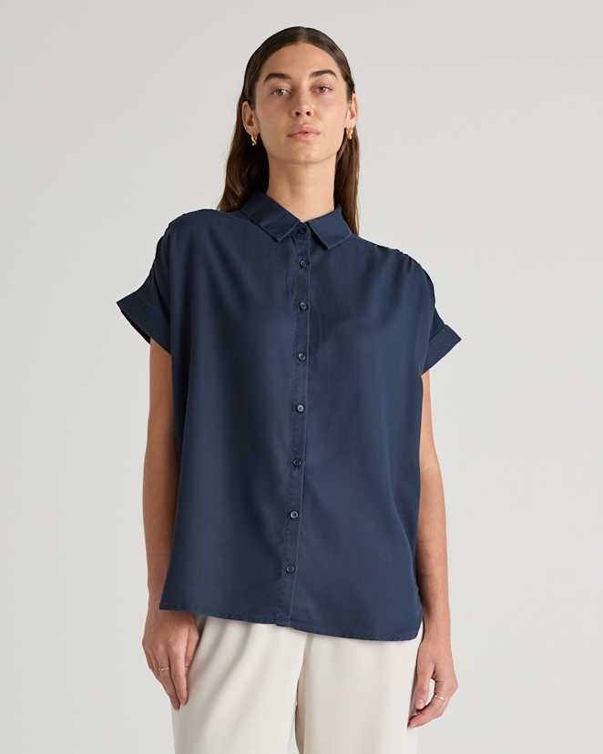 Midnight Blue Vintage Wash Tencel Camp Shirt