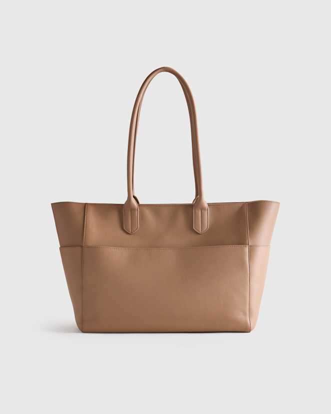 Cappuccino Italian Leather Shopper Tote