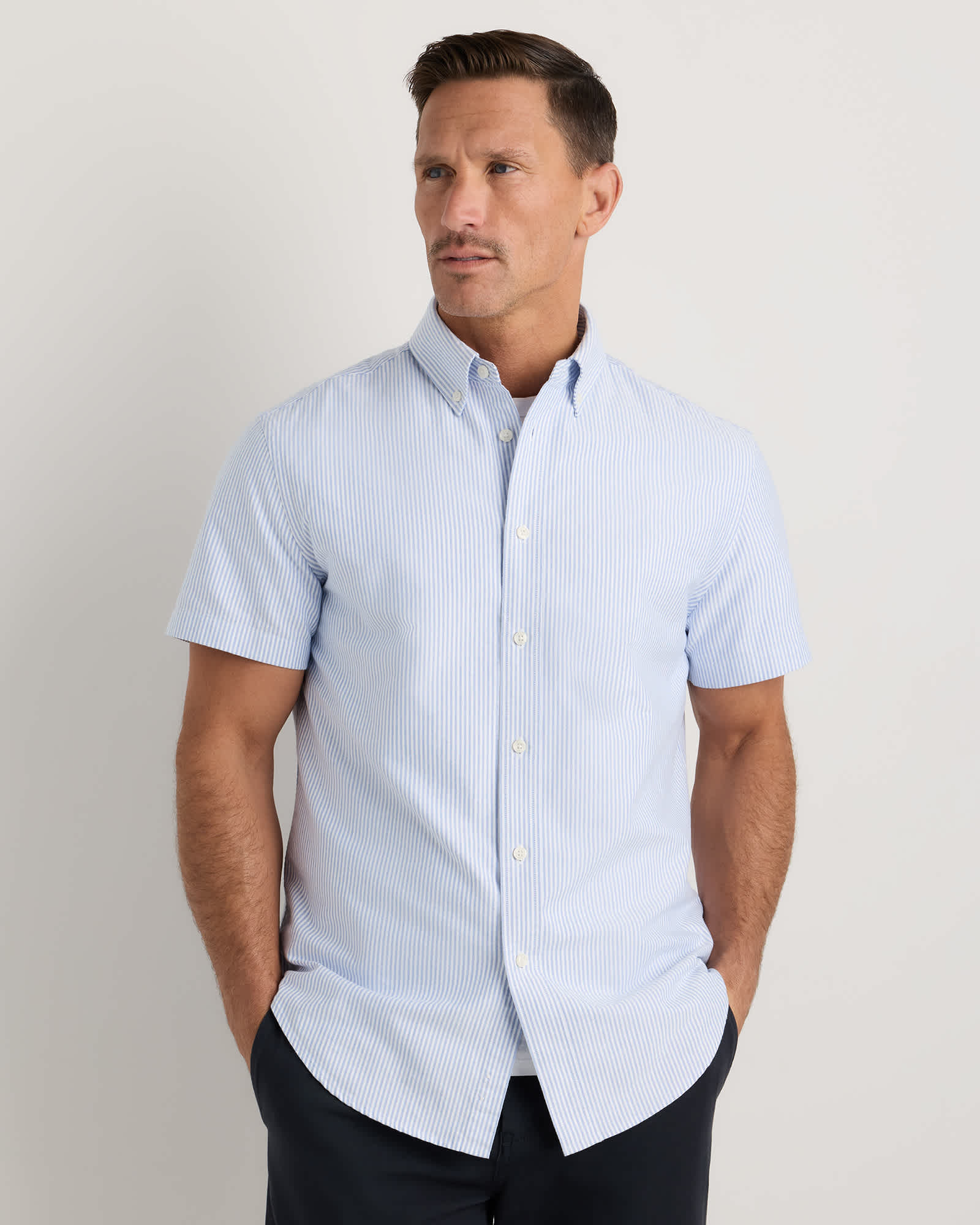 University Stripe 100% Organic Cotton Short Sleeve Oxford Shirt