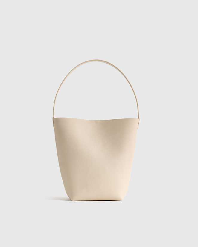 Soft Ivory Italian Leather Soft Bucket Shoulder Bag