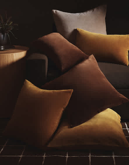 Chestnut Housse de coussin en velours de coton classique