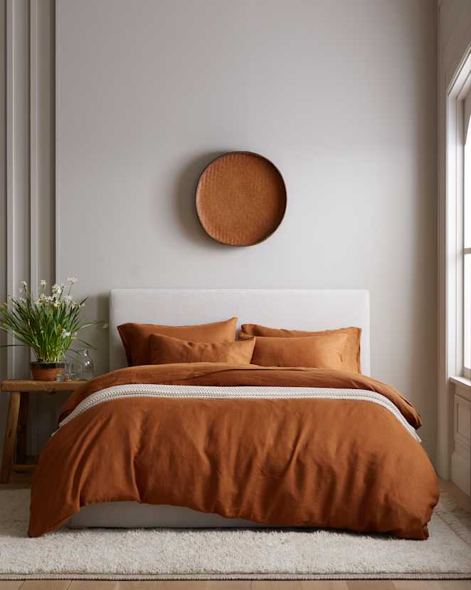 Terracotta European Linen Deluxe Bedding Bundle