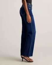 Stretch High Rise Wide Leg Jeans - Midnight Blue
