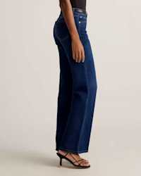 Stretch High Rise Wide Leg Jeans - Midnight Blue