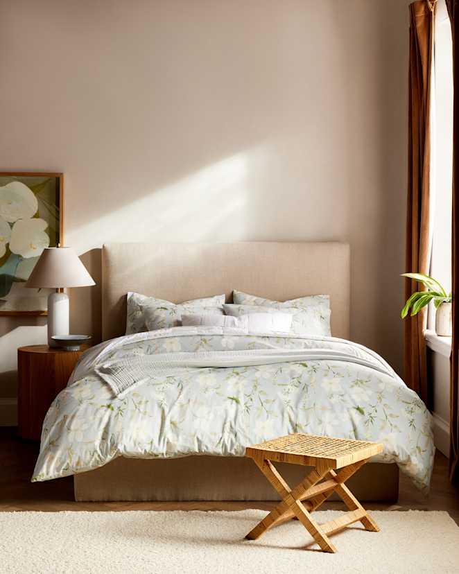 Blue Garden Classic Organic Percale Floral Deluxe Bedding Bundle