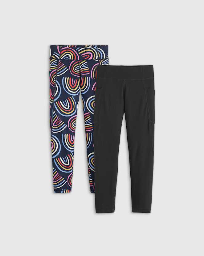 Multi Rainbow/Black Girls Ultra-Form Active Pocket Leggings 2-Pack